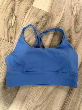 Blue Ribbed Strappy Lululemon Sports Bra
